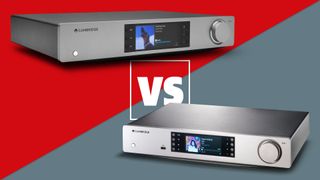 Cambridge Audio CXN (V2) vs Cambridge Audio CXN100 against red and grey background