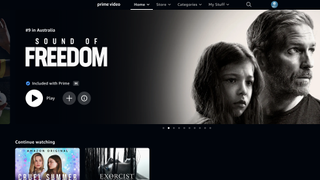 Screenshot of Prime Video homepage