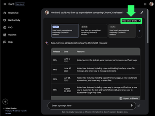 How to make spreadsheets with Google Bard