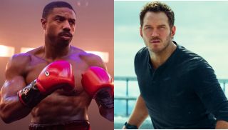 Michael B. Jordan in Creed III and Chris Pratt in Jurassic World Dominion.