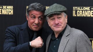 Robert De Niro and Sylvester Stallone posing on the red carpet for Grudge Match