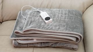 An electric blanket on a couch