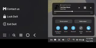 Samsung DeX menu and quick settings