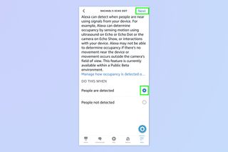 A screenshot showing how to set up Amazon Echo motion detection