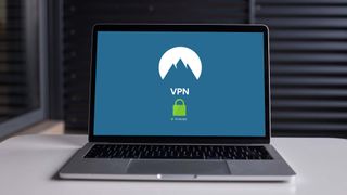 A VPN screen on an open laptop