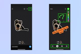 A screenshot showing how to use the WhatsApp Sticker Creator on iOS