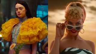 Emma Stone in Poor Things and Margot Robbie in Barbie