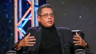 Dean Devlin speaks onstage during "The Ark" panel at the NBCUniversal presentations at the TCA Winter Press Tour held at The Langham, Huntington on January 15, 2023 in Pasadena, California