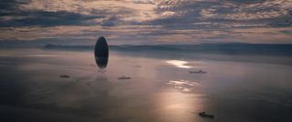 A still from the 2016 sci-fi film Arrival.” In the movie, 12 alien spaceships land on Earth in different locations around the globe.