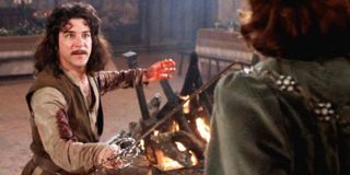 Mandy Patinkin holds Christopher Guest at swordpoint in The Princess Bride.