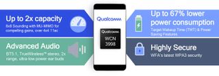 Qualcomm promises faster speeds, less power consumption and improved security with the WCN3998 chip. (Credit: Qualcomm)