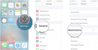Launch Settings, tap General, tap Restrictions