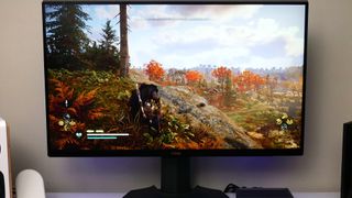 Dell S2721DGF gaming monitor running Assassin's Creed Valhalla