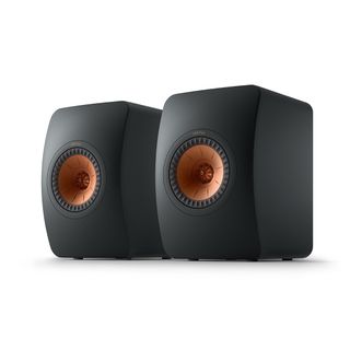 KEF LS50 Meta speakers on white background