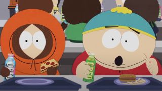 Screenshot of Cartman and Kenny at lunch table in South Park (Not Suitable For Children)