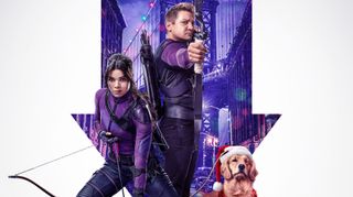 Hailee Steinfeld as Kate Bishop and Jeremy Renner as Clint Barton/Hawkeye in the poster for Disney&#039;s Hawkeye