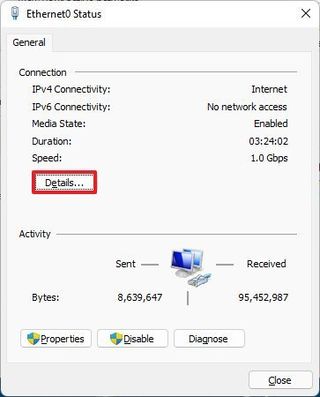 Open network details