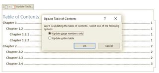 word toc update