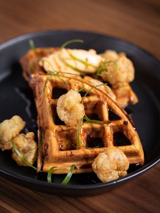 The Seaside Waffle dish at Hav & Mar New York