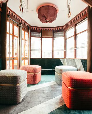 The foyer at Cristina Celestino and Rubelli's tram