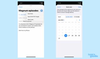 iOS 16 Mail send later feature