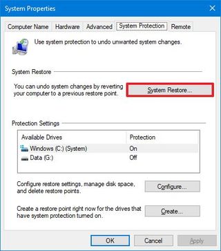 System Restore option