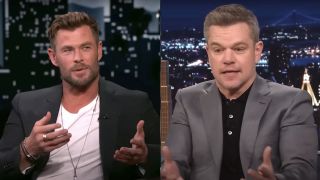 chris hemsworth on jimmy kimmel livee and matt damon on the tonight show