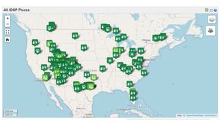 A screenshot of the interactive IDSP map on the darksky.org website