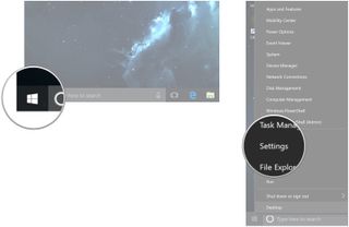 Right-click the Start button. Click Settings.