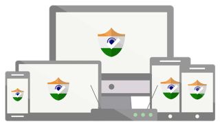 Indian flag and India VPN apps on the screens of a range of devices