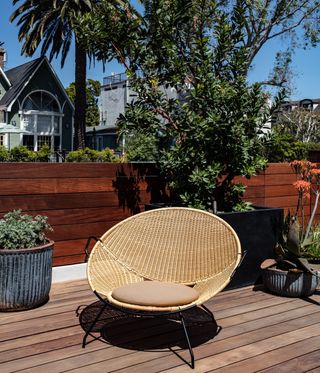 chair on outside deck at Boffi Venice Canals apartment