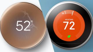 Google Nest Learning Thermostat 4th gen next to 3rd gen