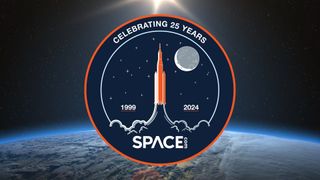 A mission badge celebrating 25 years of Space.com