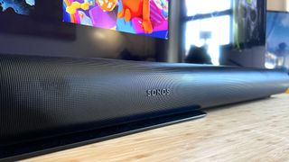 Sonos Arc in front of Samsung Q80C