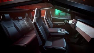 Interior view of the Tesla Cybertruck