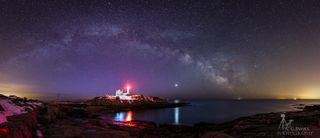 Milky Way Rises Over Lighthouse by A. Garrett Evans