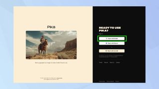 Pika labs log in page with Sign In highlighted.