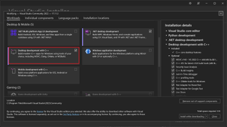 Visual Studio components to install