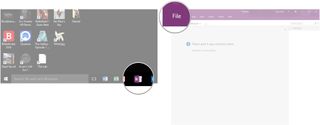 Launch OneNote. Click File.
