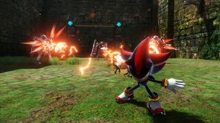 A screenshot from Sonic X Shadow Generations level Kingdom Valley showing Shadow the Hedgehog in front of some enemies