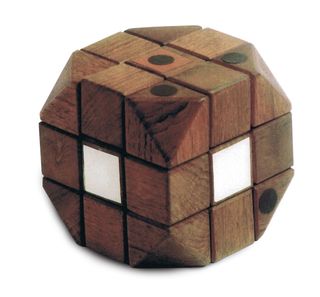 Early wooden version of the Rubik’s Cube with cut-off corners