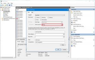 Defrag Log Event Viewer Filter