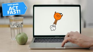 Person using laptop with Tangerine Logo on screen