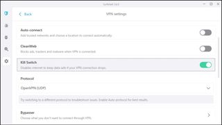 Skærmbillede af Surfshark Kill Switch