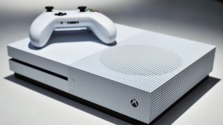 Xbox One S white console with controller