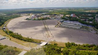 An empty parking lot at Hollywood Studios.