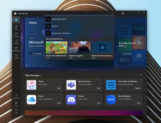 Microsoft Store flyout with suggested content