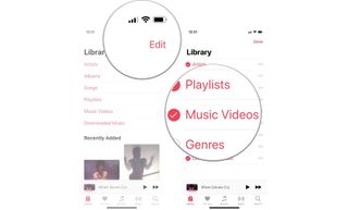 Add music videos from your settings in Apple Music: Select Edit, then select Music Videos