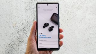 The Sennheiser CX Plus connected to the Sennheiser Smart Control app