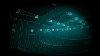 An illustration of Dolby Atmos speakers within a cinema